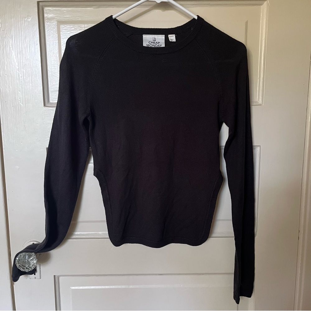 Cheap Monday dolls kill black cropped high low tricky knit sweater